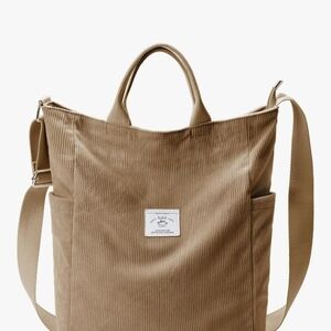 Corduroy Stylish Tan Tote Bag